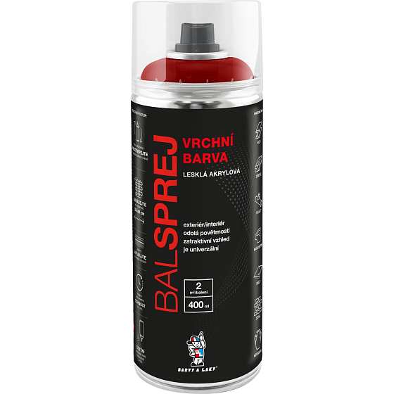 BALSPREJ vrchní univerzální akrylová barva ve spreji, RAL 3003 rubínová, 400 ml
