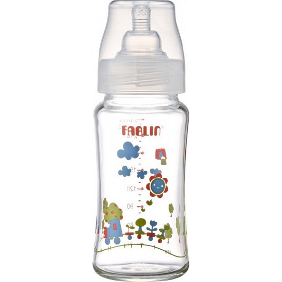 Baby Farlin Kojenecká láhev skleněná se širokým hrdlem 3+ měsíce 240 ml ABB-B001-24