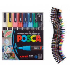 Posca Uniwersalny zestaw markerów akrylowych 0,9 - 1,3 mm Kolory podstawowe 8 sztuk PC-3M