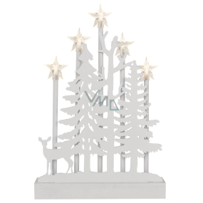 Emos Drewniana dekoracja świąteczna świecznik Las z gwiazdami 24 x 35,5 cm, 5 LED, ciepła biała