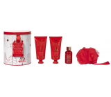 Grace Cole Dzikie figi & Żurawina żel pod prysznic 100 ml + krem do ciała 100 ml + pianka do kąpieli 50 ml + gąbka do kąpieli + puszka, zestaw kosmetyków dla kobiet