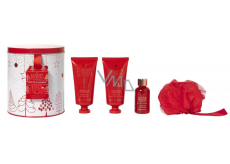 Grace Cole Dzikie figi & Żurawina żel pod prysznic 100 ml + krem do ciała 100 ml + pianka do kąpieli 50 ml + gąbka do kąpieli + puszka, zestaw kosmetyków dla kobiet