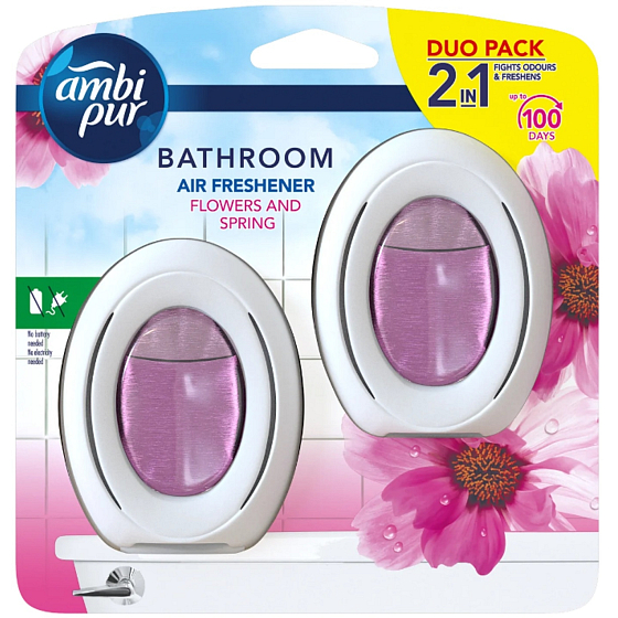 Ambi Pur Łazienka Kwiat & Wiosna odświeżacz powietrza do łazienki 2 x 7,5 ml, duopack