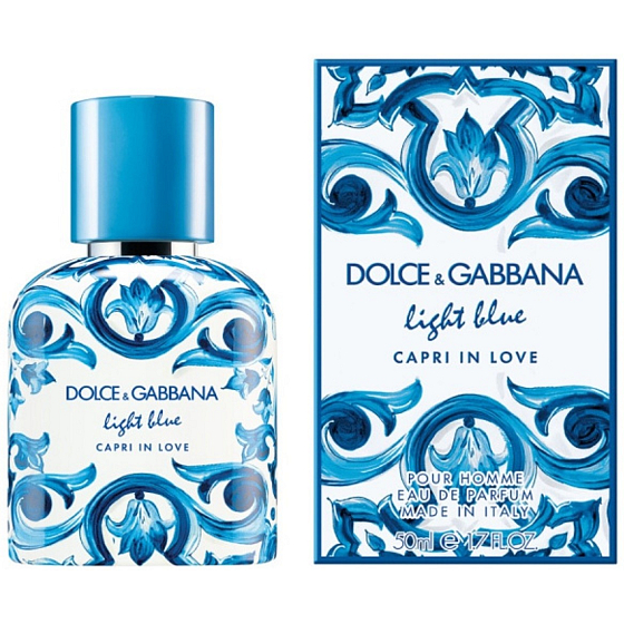 Flakon parfémované vody Dolce & Gabbana Light Blue Capri in Love Homme pro muže, 50 ml, elegantní a svěží design.