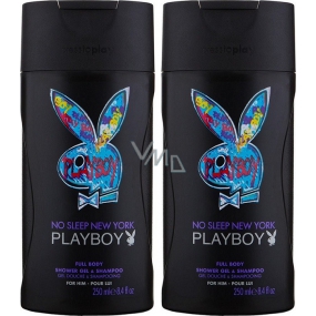 Playboy No Sleep New York 2v1 sprchový gel a šampon pro muže 2 x 250 ml, duopack Playboy No Sleep New York 2v1 sprchový gel a šampon pro muže 2 x 250 ml, duopack