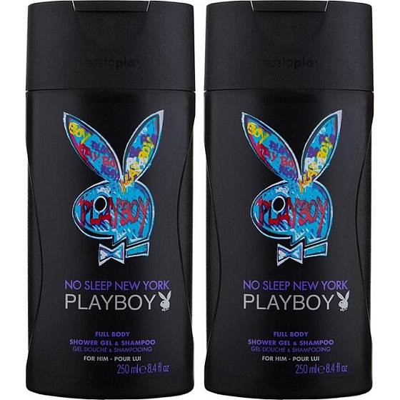 Playboy No Sleep New York 2v1 sprchový gel a šampon pro muže 2 x 250 ml, duopack