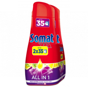 Somat All in 1 Lemon & Lime gel do myčky na nádobí 2 x 35 dávek 2× 630 ml Somat All in 1 Lemon & Lime gel do myčky na nádobí 2 x 35 dávek 2× 630 ml