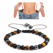 Hematyt / Tygrysie oko / Obsydian bransoletka na odchudzanie naturalny kamień, ręcznie pleciona, regulowany rozmiar, koralik 6 mm