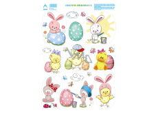 Arch Velikonoční samolepka, okenní fólie bez lepidla Zajíček s kraslicí 33 x 24 cm