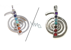 7 czakrów wisiorek spirala energetyczna, ok. 48 x 32 mm, symbol równowagi naturalne koraliki