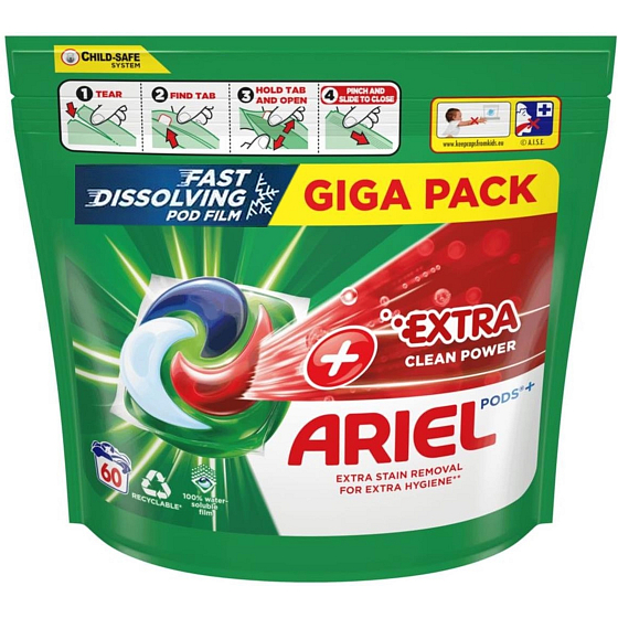 Ariel Extra Clean Power żelowe kapsułki uniwersalne do prania 60 sztuk