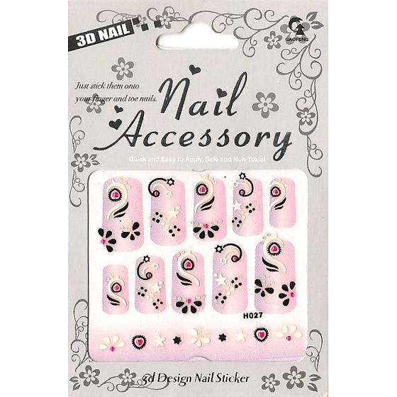 Nail Accessory 3D nálepky na nehty č. 7 1 aršík