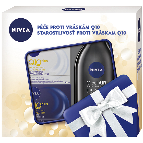 Nivea Expert expertní micelární voda 400 ml + Q10 zpevňující denní krém OF15 50 ml + Q10 zpevňující noční krém 50 ml, kosmetická sada
