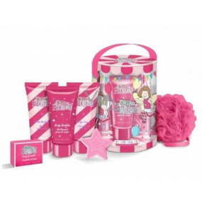 Grace Cole Flying Chairs šumivá koule do koupele 50 g + konfety do koupele 25 g + pěna do koupele 50 ml + mycí gel 50 ml + tělový krém 50 ml + nylonová mycí žínka pro děti kosmetická sada