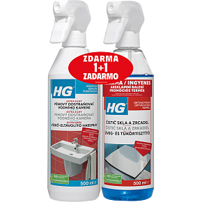HG piankowy środek czyszczący kamień wodny, 500 ml + HG środek do czyszczenia szkła i luster 500 ml gratis