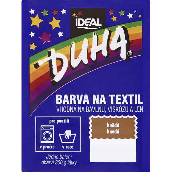Ideal Duha hnědá, barva na textil na bawełnę, wiskozę i len, na 300 g tkaniny, 15 g