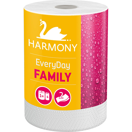 Harmony Family Everyday 2warstwowe ręczniki papierowe 44 m, 1 rolka