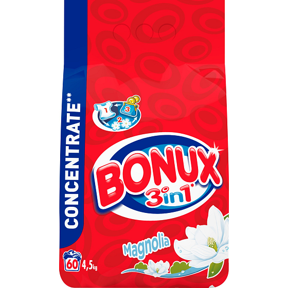 Bonux Magnolia 3v1 prací prášek 60 dávek 4,5 kg