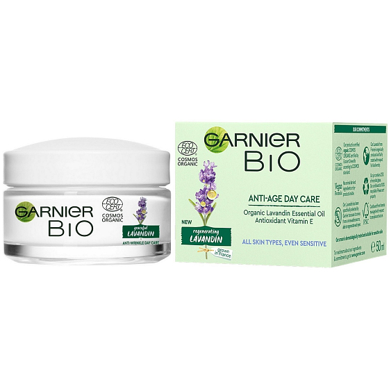 Garnier Bio Graceful Lavandin Organický olej lawendowy i witamina E krem na dzień przeciw zmarszczkom dla wszystkich typów skóry 50 ml