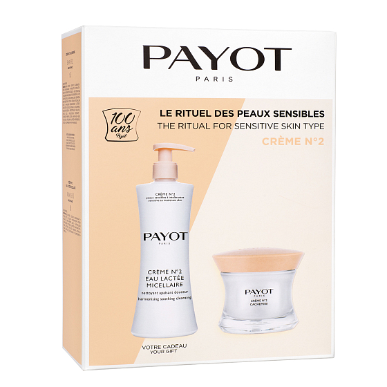Payot N°2 Eau Lactée Micellaire odličovací mléko pro citlivou pleť 400 ml + Créme N°2 Cachemire bohatý krém pro citlivou pleť 50 ml, dárkový set 2020