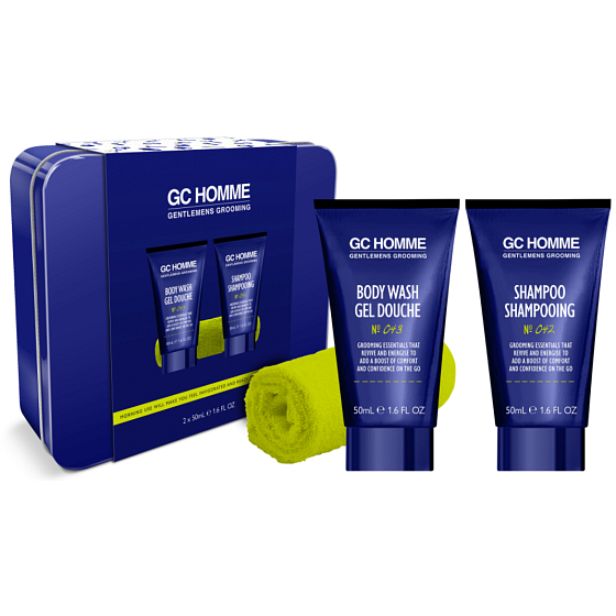 Grace Cole GC Sport żel pod prysznic 50 ml + szampon 50 ml + miękka gąbka + puszka, zestaw kosmetyków dla mężczyzn
