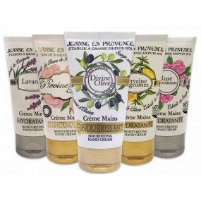 Jeanne en Provence Levandule krém na ruce 75 ml + Pivoňkový víla krém na ruce 75 ml + Oliva krém na ruce 75 ml + Verbena a citron krém na ruce 75 ml + Podmanivá růže krém na ruce 75 ml, kosmetická sada pro ženy