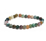 Agat Indy elastyczny naturalny kamień, kulka 6 mm / 16 - 17 cm, symbolizuje element ziemi