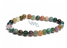 Agat Indy elastyczny naturalny kamień, kulka 6 mm / 16 - 17 cm, symbolizuje element ziemi