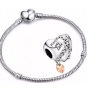 Charm Srebrna 925 Serce z łańcuszkiem Keep me safe, koralik na bransoletkę miłość