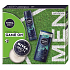 Nivea Men Feeling Game on krem do twarzy, ciała i rąk 150 ml + Nivea Men Ultra Charge antyperspirant w sprayu 150 ml + Nivea Men Ultra Charge żel pod prysznic 250 ml, zestaw kosmetyczny dla mężczyzn