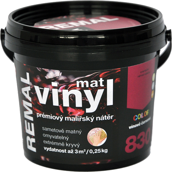 REMAL Vinyl Color mat farba do ścian, 830 wino czerwone, 250 g