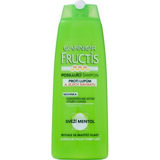 Garnier Fructis Svěží Mentol proti lupům šampon pro rychle se mastící vlasy 250 ml