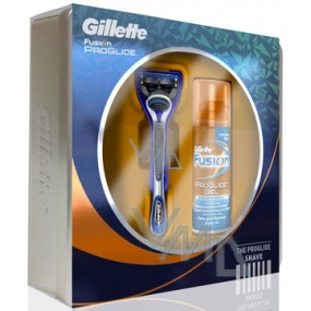 Gillette Fusion ProGlide strojek + náhradní hlavice 1 kus + gel 75 ml + krabička, pro muže kosmetická sada, pro muže