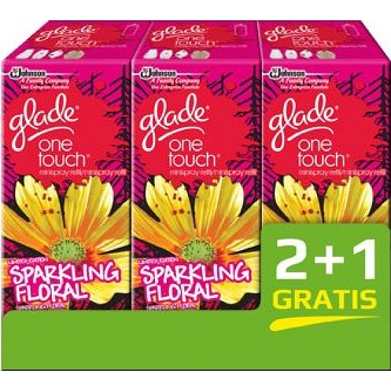 Glade One Touch Sparkling Floral mini sprej náhradní náplň 3 x 10 ml