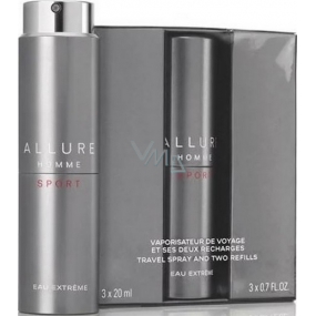 Chanel Allure Homme Sport Eau Extréme woda perfumowana komplet dla męŻczyzn 2 x 20 ml + 1 x rozpylacz 20 ml