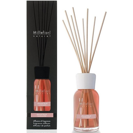 Millefiori Milano Natural Almond Blush - Mandlový prášek Difuzér 100 ml + 7 stébel v délce 25 cm do menších prostor vydrží 5-6 týdnů