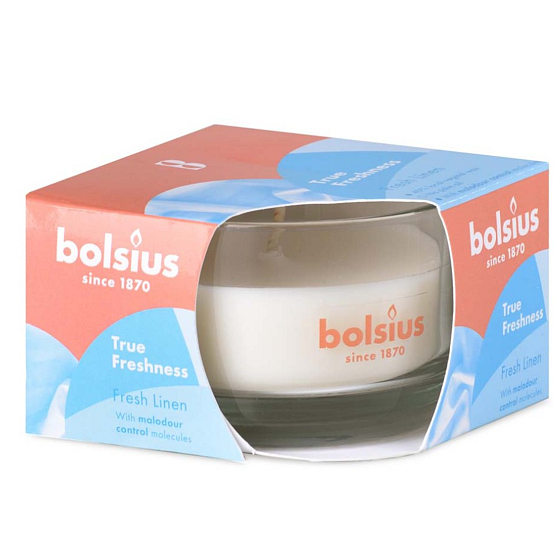 Bolsius True Freshness Fresh Linen - Čerstvé prádlo vonná svíčka ve skle 80 x 50 mm