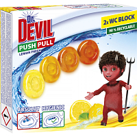 Dr. Devil WC Push Pull Gel Cytrynowy Świeży WC blok bez koszyka, 2 × 20 g