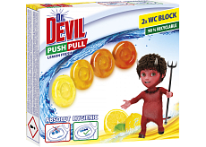 Dr. Devil WC Push Pull Gel Cytrynowy Świeży WC blok bez koszyka, 2 × 20 g