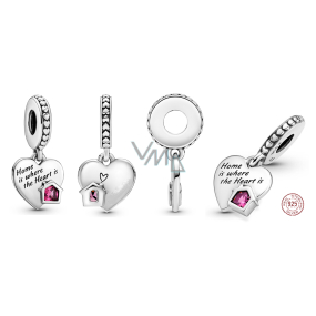 Zawieszka ze srebra próby 925 Serce - Dom jest tam, gdzie jest serce, charms do bransoletki rodzina Zawieszka ze srebra próby 925 Serce - Dom jest tam, gdzie jest serce, charms do bransoletki rodzina