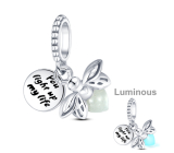 Zawieszka ze srebra 925 Luminozný - Świetlik zářící w ciemności - Jesteś światłem mojego žćą, 2w1 zawieszka do bransoletki, zęż