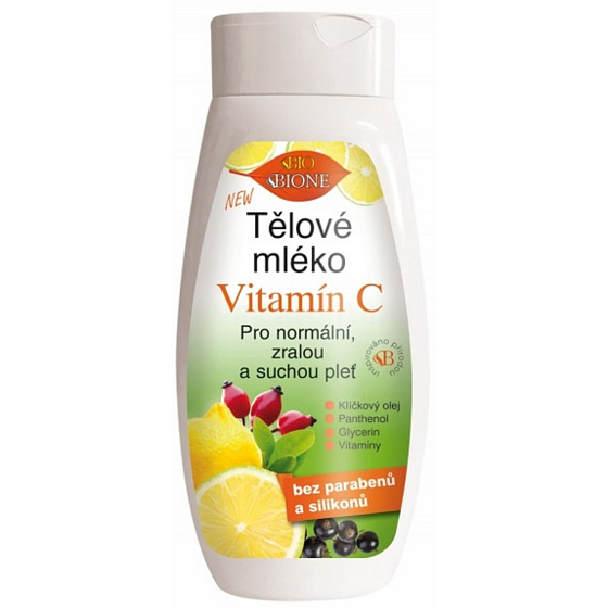 Bione Cosmetics Vitamin C tělové mléko pro normální, zralou a suchou pokožku 400 ml