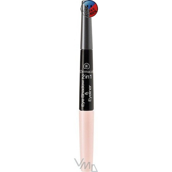 Dermacol Eye Shadow & Eye 2v1 oční stíny a tužka na oči 01 růžová, šedá 5 g