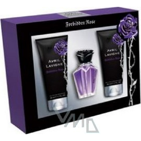 Avril Lavigne Forbidden Rose parfémovaná voda 15 ml + sprchový gel 50 ml + tělové mléko 50 ml, dárková sada