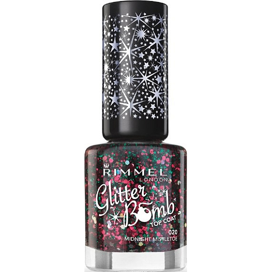 Rimmel London Glitter Bomb Top Coat lak na nehty 020 Midnight Mistletoe 8 ml