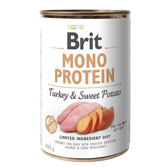 Brit Mono Protein Krocan se sladkými brambory 100% čistý krůtí protein kompletní krmivo pro psy 400 g
