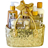 Salsa Collection Luxury Gold sprchový gel 200 ml + tělové mléko 270 ml + tělový sprej 120 ml + šumivá koule do koupele 6 x 15 g + sůl do koupele 200 g + zlatá taška, kosmetická sada