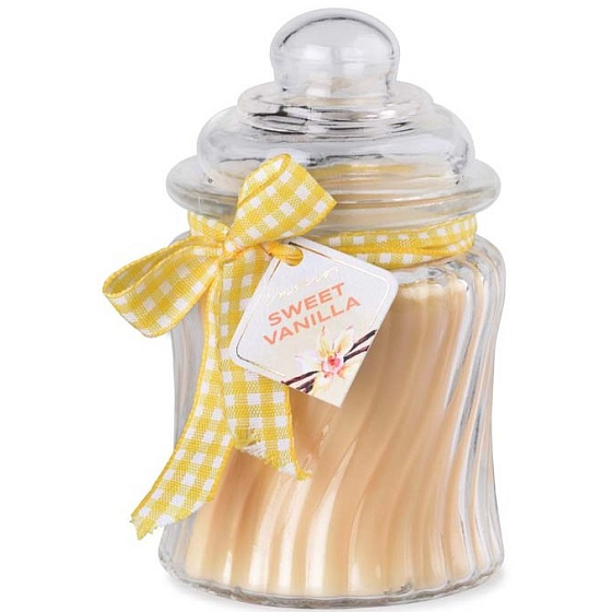 Emocio Sweet Vanilla - Sladká vanilka vonná svíčka sklo se skleněným víčkem 76 x 125 mm 485 g