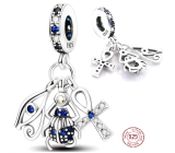 Charm Srebrna 925 Starodawne egipskie symbole, amulet ochronny, 3w1, zawieszka na bransoletkę podróżną