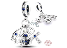 Charm Srebrna 925 Starodawne egipskie symbole, amulet ochronny, 3w1, zawieszka na bransoletkę podróżną